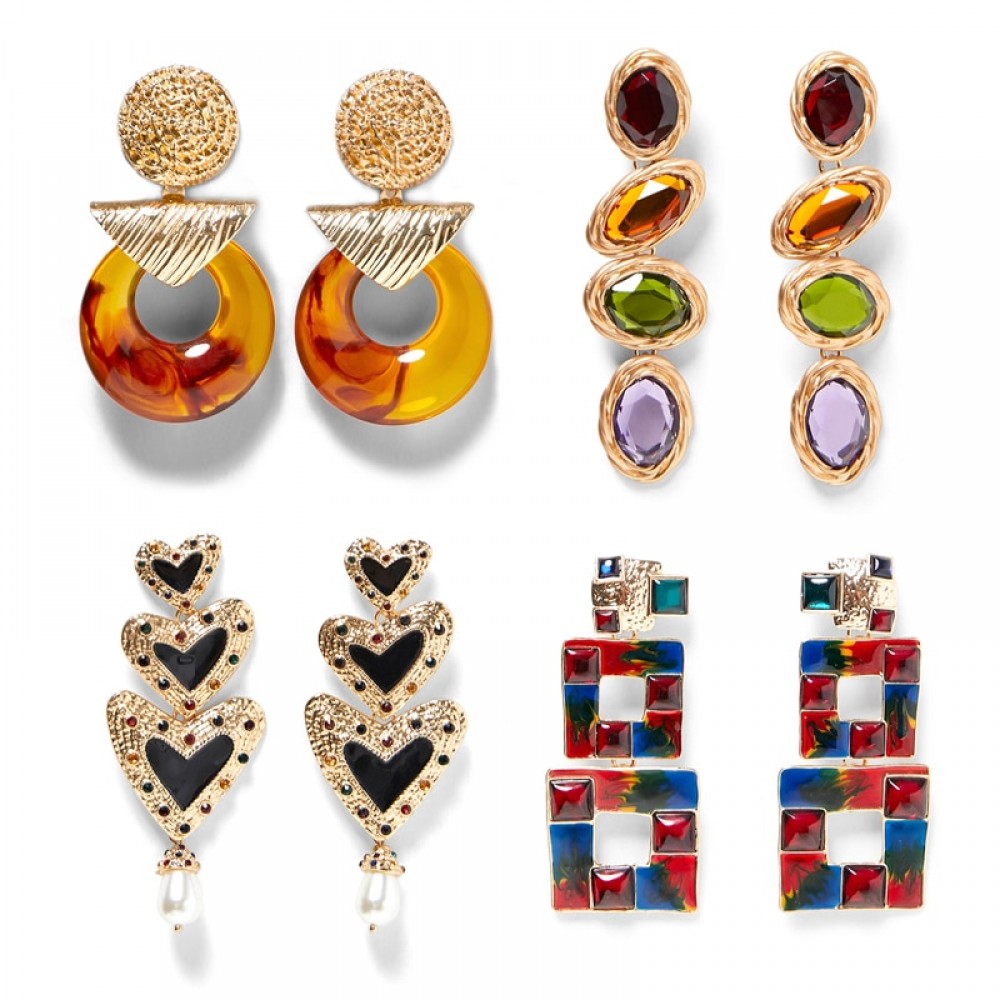 JUJIA statement earrings wholesale women crystal statement  Earrings for women party wholesale good quality ZA earrings