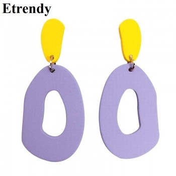 Geometric Statement Acrylic Drop Dangle Earrings For Women Long Design Korean Earrings 2019 New Jewelry Party Accessories Purple
