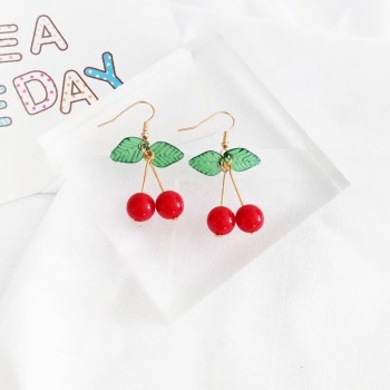 hot red Cherry earrings eardrop Sweet fruit fresh cherry eardrop female fashion youth beautiful girl students earrings for women