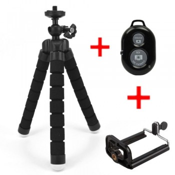 FGHGF Universal Car Mini Flexible Tripod+Bluetooth Remote Shutter For iPhone Mini Portable Selfie phone Stand Clip for redmi 4X