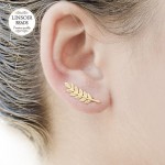 1Pair/lot 2018 Jewelry Exquisite Gold Color Leaf Earrings Modern Beautiful Feather Stud Earrings for Women Jewelry Gift