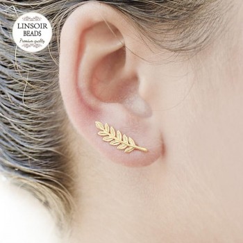 1Pair/lot 2018 Jewelry Exquisite Gold Color Leaf Earrings Modern Beautiful Feather Stud Earrings for Women Jewelry Gift