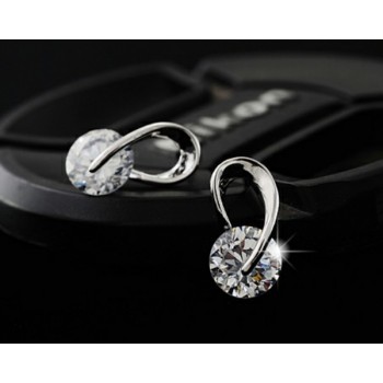 U Shape Silver Color Zircon Crystal Stud Earrings For Women New Brincos Flower Wedding Fashion Jewelry Mujer Best Friend Gift