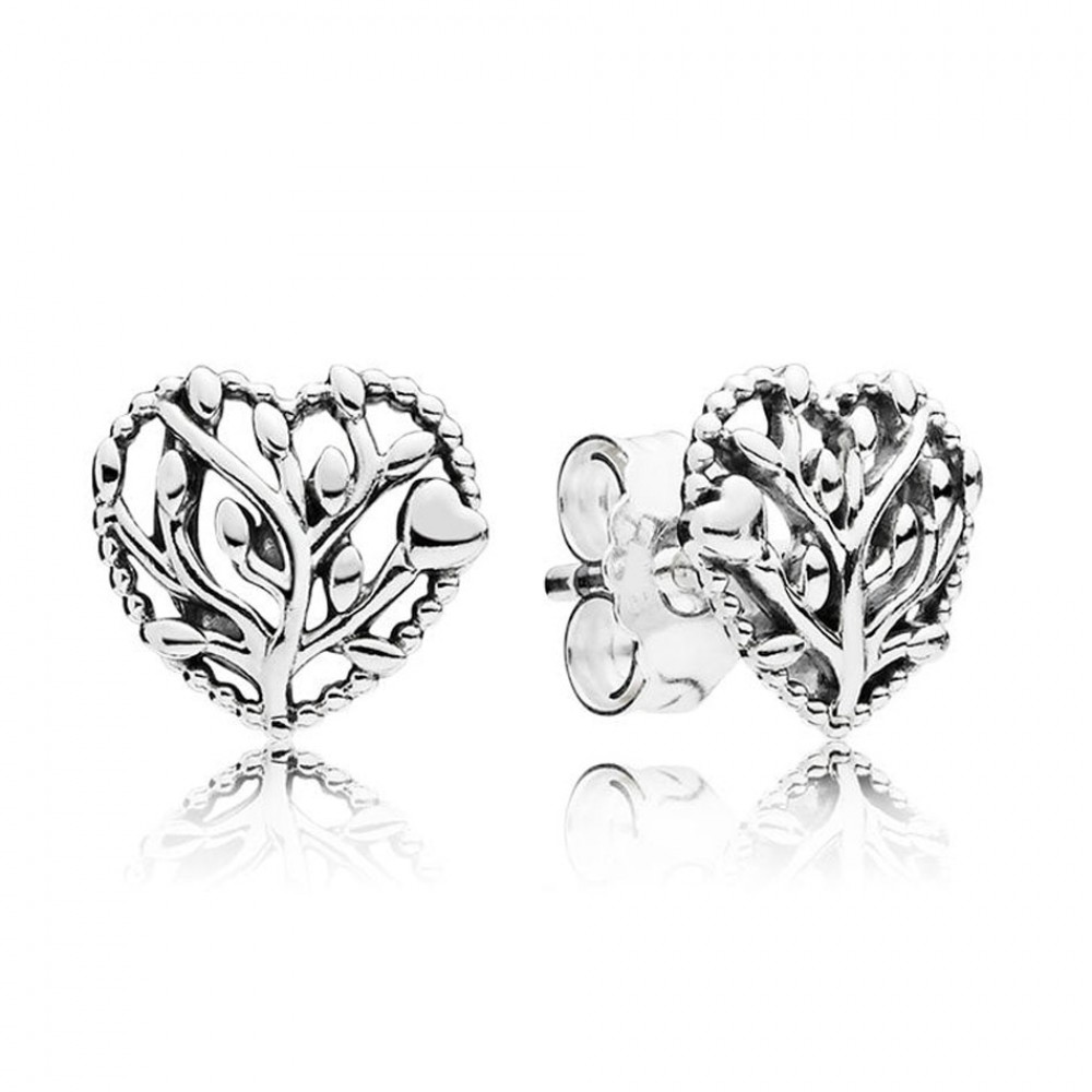 Authentic S925 Sterling Silver Women DIY Jewelry Lady Earrings Girl Birthday Gift Flourishing Hearts Stud Earrings