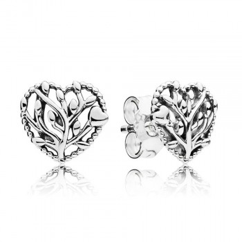 Authentic S925 Sterling Silver Women DIY Jewelry Lady Earrings Girl Birthday Gift Flourishing Hearts Stud Earrings