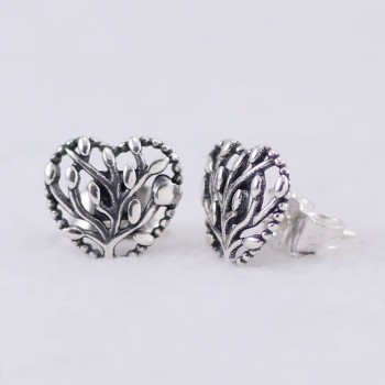 Authentic S925 Sterling Silver Women DIY Jewelry Lady Earrings Girl Birthday Gift Flourishing Hearts Stud Earrings