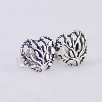 Authentic S925 Sterling Silver Women DIY Jewelry Lady Earrings Girl Birthday Gift Flourishing Hearts Stud Earrings