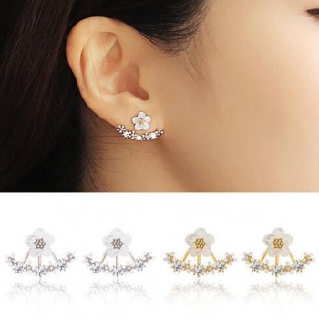 TZ#50 1Pair Women Fashion Flower Crystal Ear Stud Earrings Earring  Jewelry Gift Free Shipping