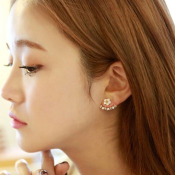 TZ#50 1Pair Women Fashion Flower Crystal Ear Stud Earrings Earring  Jewelry Gift Free Shipping