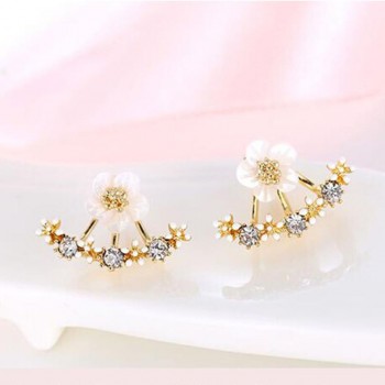 TZ#50 1Pair Women Fashion Flower Crystal Ear Stud Earrings Earring  Jewelry Gift Free Shipping