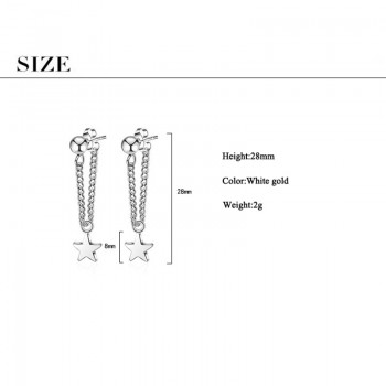 JYouHF New 925 Sterling Silver Stud Earring Women Jewelry Classic Star Pendant with Ear Wire Chain Earrings for Women Party Gift
