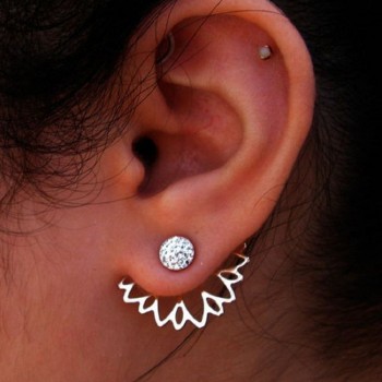 SHUANGR Charms 2018 Lotus Crystal Shiny Flower Stud Earrings For Women fashion Jewelry Double Sided Gold Silver Plated earrings