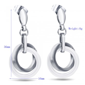 Fashion New Design Women Ceramic Earring Double Round Circle Elegant Stud Earrings women Brincos Wedding Gift