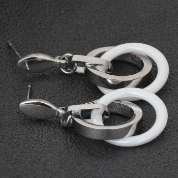 Fashion New Design Women Ceramic Earring Double Round Circle Elegant Stud Earrings women Brincos Wedding Gift