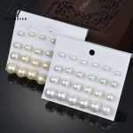 Korean Silver Gold Color Simple Imitation Pearl Ball Style Stud Earrings for Women 12Pair Set Xmas Fashion Jewelry KB300 KB301