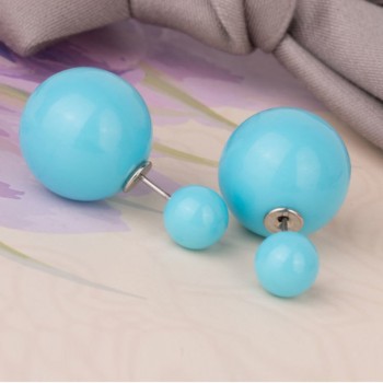 16 Choics Candy Colour Pendientes Earrings Ball Shape Plastic Stud Earring Double-sided pearl Colored ear studs oorbellen M0322