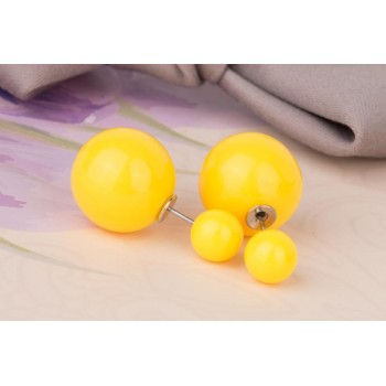 16 Choics Candy Colour Pendientes Earrings Ball Shape Plastic Stud Earring Double-sided pearl Colored ear studs oorbellen M0322