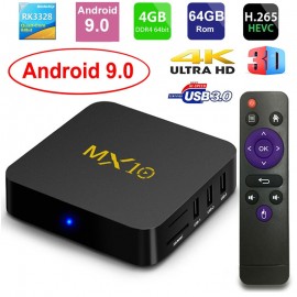 MX10 Smart TV BOX Android 9.0 Rockchip RK3328 DDR4 4GB Ram 64GB Rom IPTV Smart Set-top Box 4K USB 3.0 HDR H.265 Media Player Box