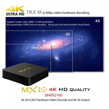 MX10 Smart TV BOX Android 9.0 Rockchip RK3328 DDR4 4GB Ram 64GB Rom IPTV Smart Set-top Box 4K USB 3.0 HDR H.265 Media Player Box