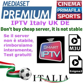 IPTV M3u Subscription Iptv Italy UK German French Spanish Mediaset Premium For Android Box Enigma2 Smart TV PC Linux