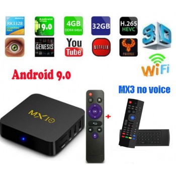 MX 10 TV BOX Android  9.0 mx10 4GB DDR4 32GB/64GB RK3328 Quad Core KD18.0 4K 2.4GHz WIFI USB 3.0
