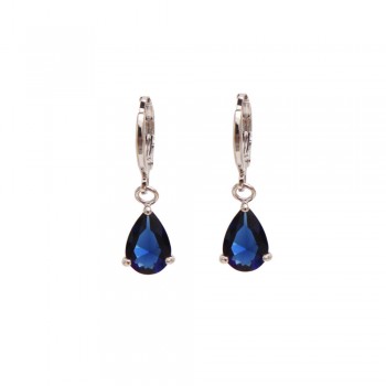 2019 New Summer Style Royal Blue Austria Crystal Silver Clip Dangle Earrings For Woman Charm aretes Pierced on ear jewelry