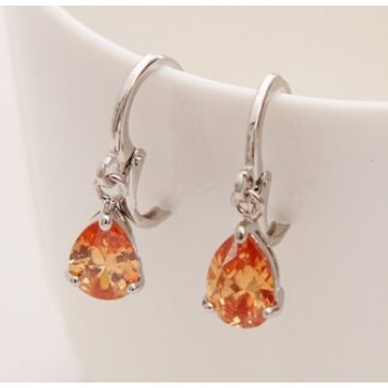 2019 New Summer Style Royal Blue Austria Crystal Silver Clip Dangle Earrings For Woman Charm aretes Pierced on ear jewelry