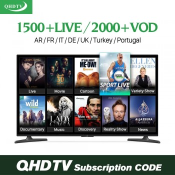 Europe QHDTV IUDTV SUBTV 1 year IPTV Subscription Code 3500 Channels Germany French Spanish Italy Arabic IPTV Smart Media Player