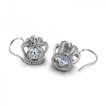 Fashion noble crown pendant Earring 100% Real 925 Sterling Silver Jewelry High Quality AAA Zircon Double Earrings For Women