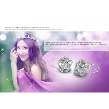 Fashion noble crown pendant Earring 100% Real 925 Sterling Silver Jewelry High Quality AAA Zircon Double Earrings For Women