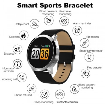 VESTMADRA Q8 OLED Color Screen Smart Watch Fashion Electronic Men Women Waterproof Heart Rate Monitor Fitness Tracker Smartwatch