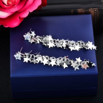 LEEKER Vintage Exaggerated Star Long Tassel Pendant Earrings For Women Wedding Party Jewelry 3Colors LK9