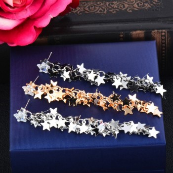 LEEKER Vintage Exaggerated Star Long Tassel Pendant Earrings For Women Wedding Party Jewelry 3Colors LK9