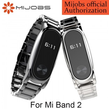 Mijobs Metal Strap For Original Xiaomi Mi Band 2 Strap Stainless Steel Bracelet Wristbands Replace Accessories For Mi Band 2