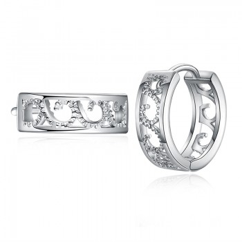 SHUANGR  1pair Silver U-Shape Hoop Earrings AAA Clear Cubic Zirconia Women Jewelry Elegant Tiny Hoop Earrings TB387