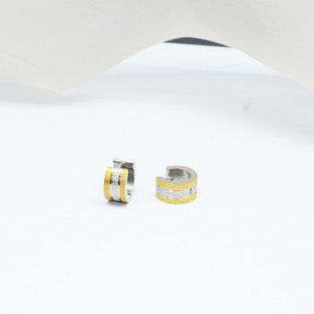 Escalus Trendy Hoop Earrings For Women Gold Silver Color 2-Tone Stainless Steel Earrings Ladies Jewellry Dangler Charm