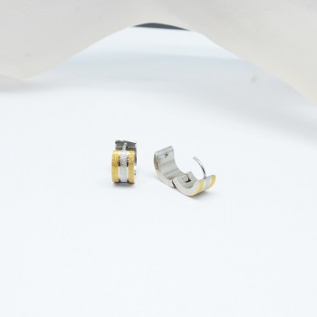 Escalus Trendy Hoop Earrings For Women Gold Silver Color 2-Tone Stainless Steel Earrings Ladies Jewellry Dangler Charm