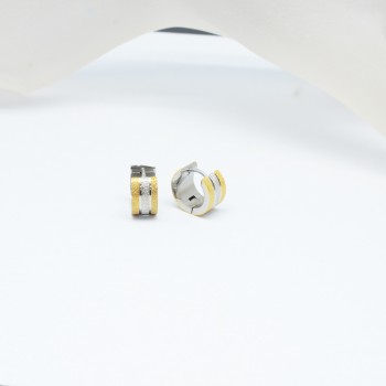 Escalus Trendy Hoop Earrings For Women Gold Silver Color 2-Tone Stainless Steel Earrings Ladies Jewellry Dangler Charm