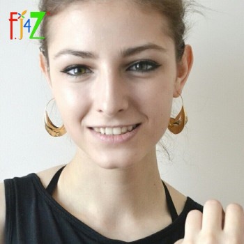 F.J4Z Personality Exaggerated Metal Female Party Hoop Earrings Hot Fancy Shining Irregular Leaves Golden/silver Alloy Earrings
