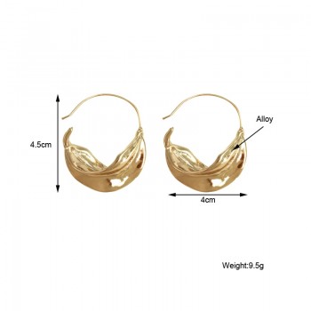F.J4Z Personality Exaggerated Metal Female Party Hoop Earrings Hot Fancy Shining Irregular Leaves Golden/silver Alloy Earrings