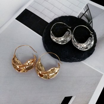F.J4Z Personality Exaggerated Metal Female Party Hoop Earrings Hot Fancy Shining Irregular Leaves Golden/silver Alloy Earrings