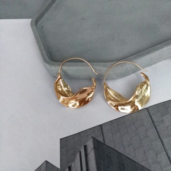 F.J4Z Personality Exaggerated Metal Female Party Hoop Earrings Hot Fancy Shining Irregular Leaves Golden/silver Alloy Earrings