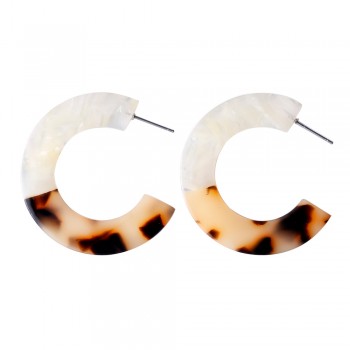 VIVILADY Trendy 4cm Round Circle Hoop Earrings Women C Style Candy Leopard Acrylic Acetic Acid Boho Brincos Bijoux Jewelry Gifts