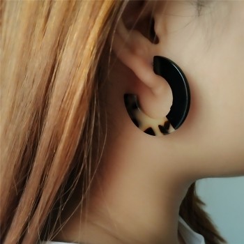 VIVILADY Trendy 4cm Round Circle Hoop Earrings Women C Style Candy Leopard Acrylic Acetic Acid Boho Brincos Bijoux Jewelry Gifts