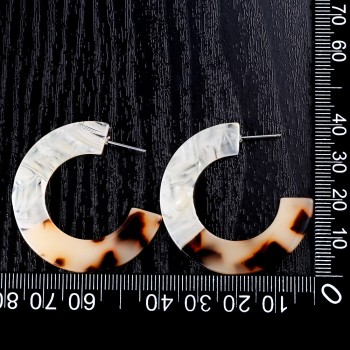 VIVILADY Trendy 4cm Round Circle Hoop Earrings Women C Style Candy Leopard Acrylic Acetic Acid Boho Brincos Bijoux Jewelry Gifts