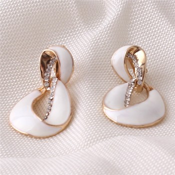 Grace Jun 2017 New Arrival Big Statement  Rhinestone Enamel Geometric Hollow-out Clip on Earrings No Pierced Elegant Ear Clip