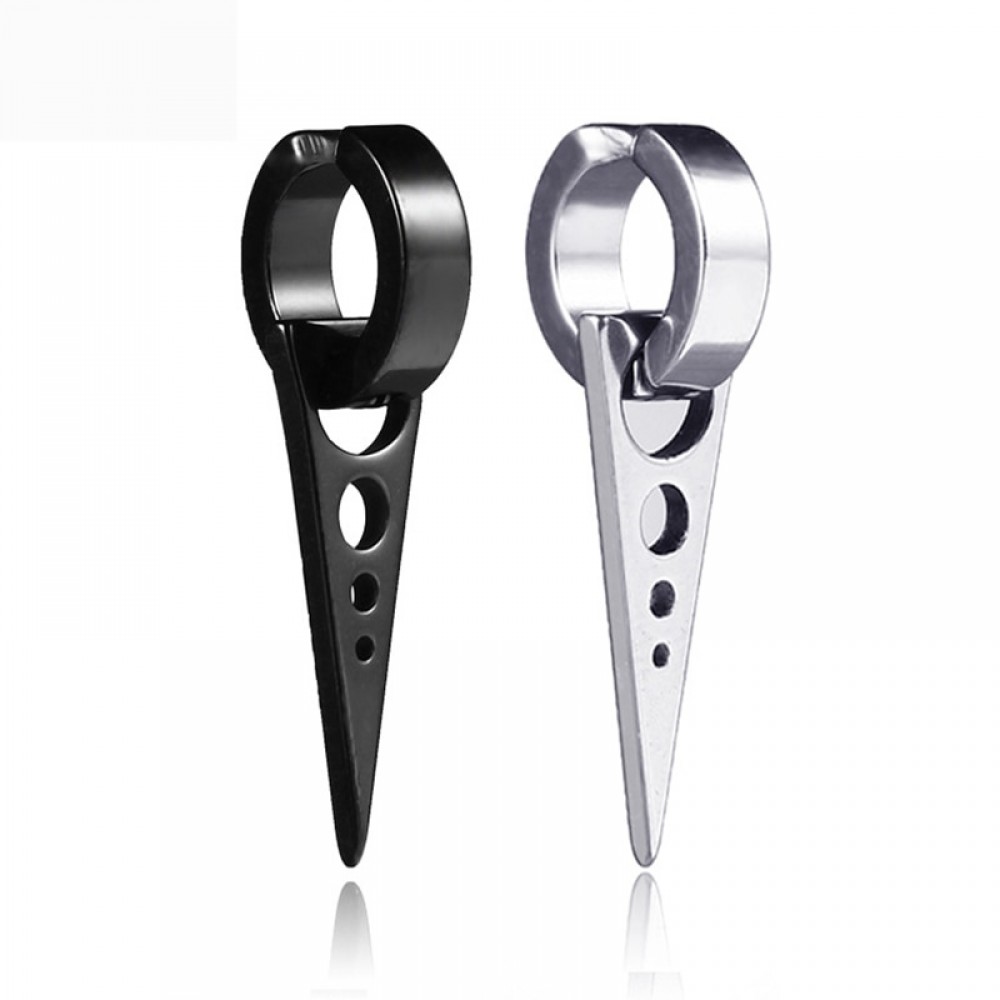 1 Pair 2PC Black Titanium Steel Triangle Arrow Clip Earrings Male Female Earrings No Ear Hole Men Earrings Trendy Party Jewelry
