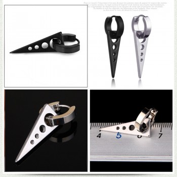 1 Pair 2PC Black Titanium Steel Triangle Arrow Clip Earrings Male Female Earrings No Ear Hole Men Earrings Trendy Party Jewelry