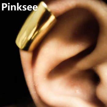 1pc HOT Long Tube Shape Ear Cuff Simple Clip On Wrap Cartilage Earrings For Women Punk No Piercing Jewelry Silver Gold Color
