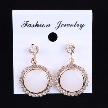 New Arrival Elegant AAA Red Blue Green Pink Crystal Clip On Earrings No Pierced Geometric For Women Party Dangle Chinese Earring